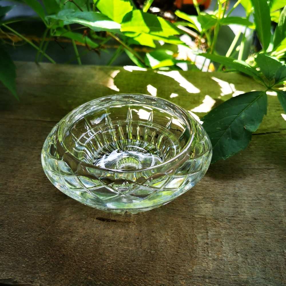 Round Faceted Glass Candle Holder